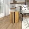 Brown Banana Leaf Handmade Linear Wrapped Accent Table with Navy Stripes